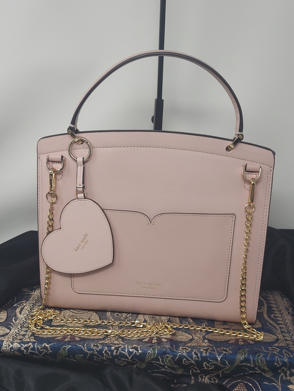 kate spade NY Romy TuTu Pink Leather Top-Handle Satchel with Heart Charm